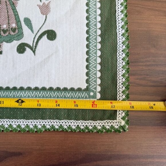 Vtg Haller Textilewerke Halltex German Placemat Folk Art Couple Green On White S - Picture 8 of 9